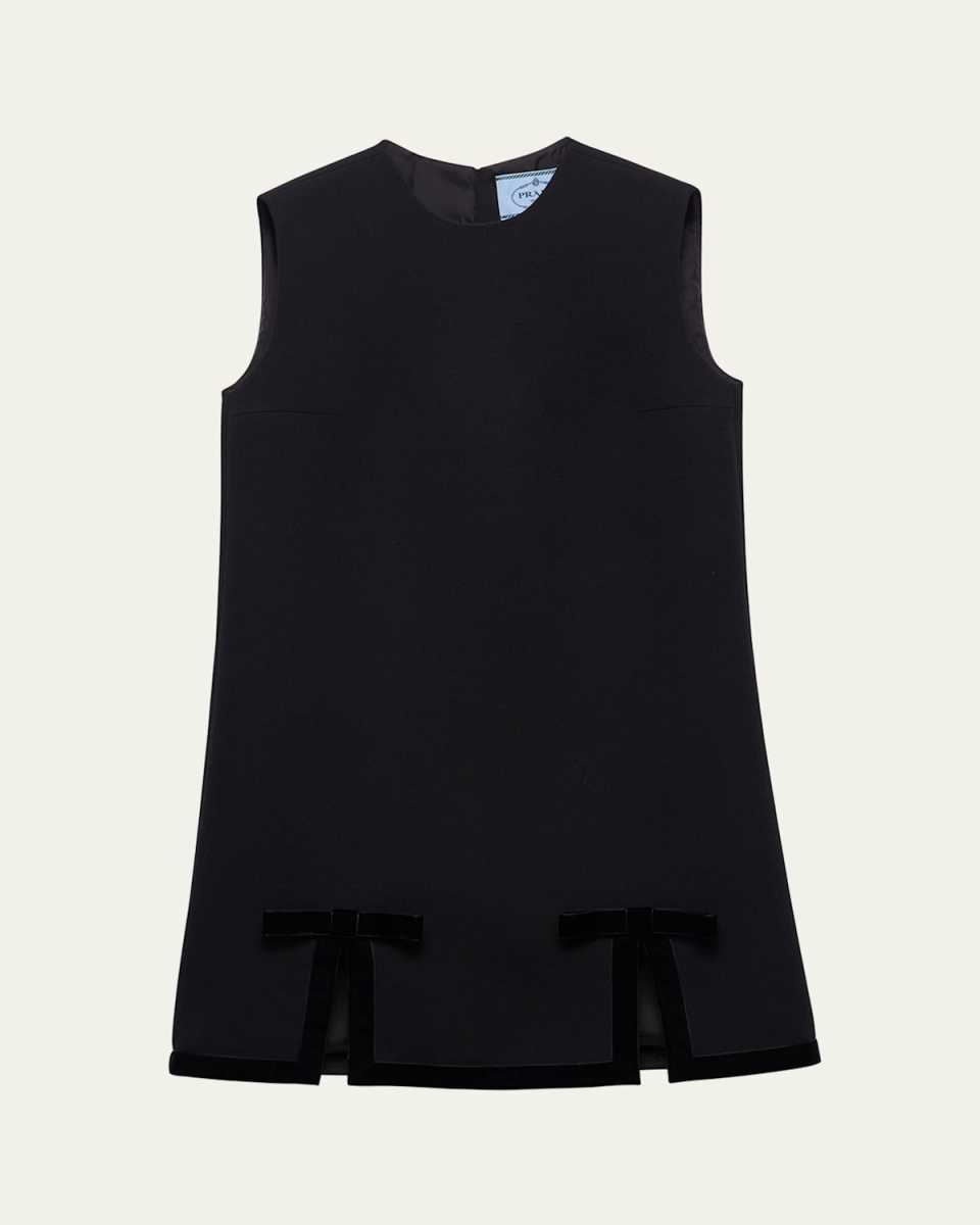 Bow Slit Wool Mini Dress